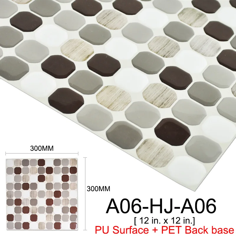 Kaguyahime 10 шт. самоклеющиеся мозаичные плитки DIY 3D наклейки на стену керамическая плитка имитация керамический Кристалл водонепроницаемые обои - Цвет: A06-HJ-A06