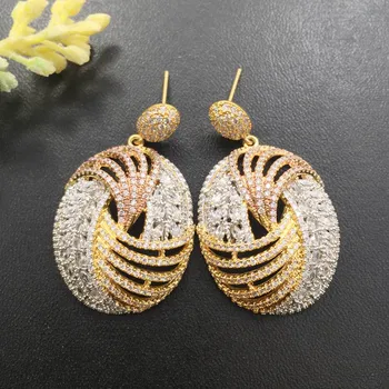

Lanyika Fashion Jewelry Distinctive Geometry circle linellae Earrings Full Micro inlay Micro Plated Banquet Popular Best Gift
