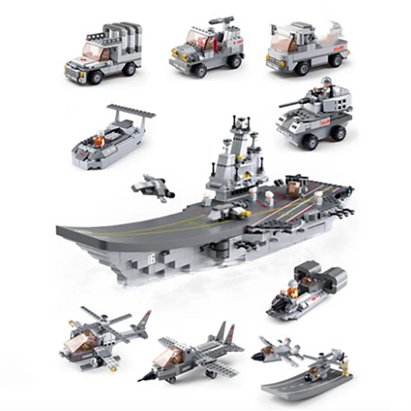 

Building blocks toy Legoings aircraft carrier model jigsaw birthday present One set can spell 28 kinds of shapes