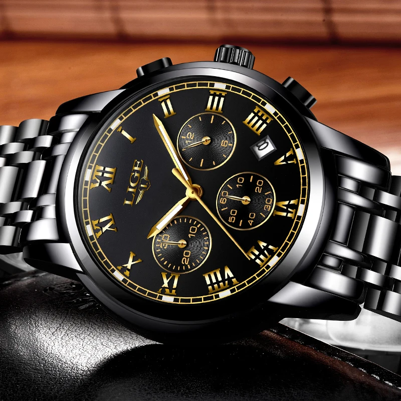 LIGE Mens Watches Top Brand Luxury Male Military Sport Luminous Watch men Business quartz-watch Male Clock Man Relogio Masculino