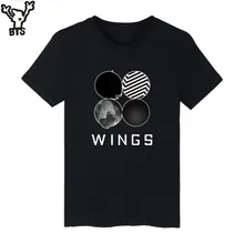 BTS Bangtan de Manga Corta Camiseta Blanca de Las Mujeres Populares de Corea de La Cadera Hop Alas Kpop Divertida Camiseta de Las Mujeres Del Verano Del Algodón Ocasional camiseta