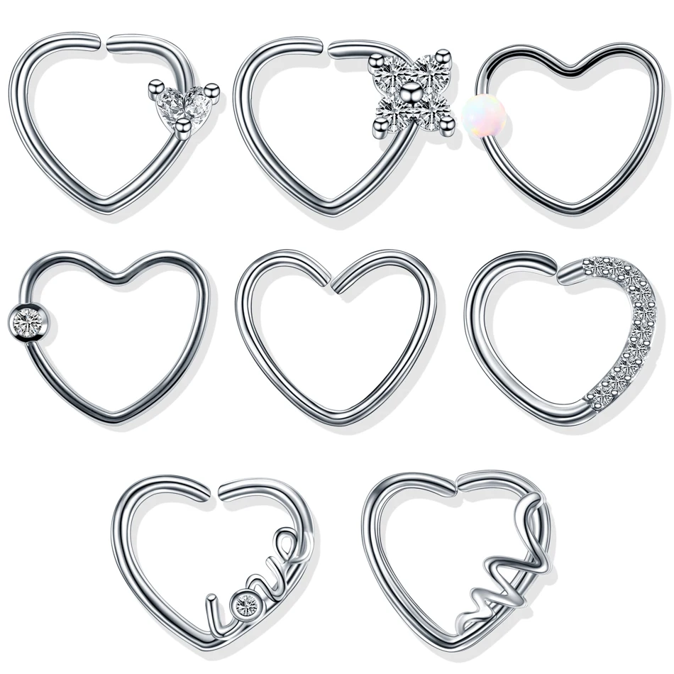 

1PC Steel Daith Heart Piercings Helix Ear Tragus Cartilage Rook Piercing Ear Piercing Conch Lobe Earrings Body Piercings Jewelry