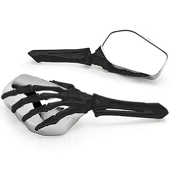 

Brand new Skeleton Skull Hand Motorcycle Mirrors For Harley Davidson Road Glide High quality Black Custom Ultra