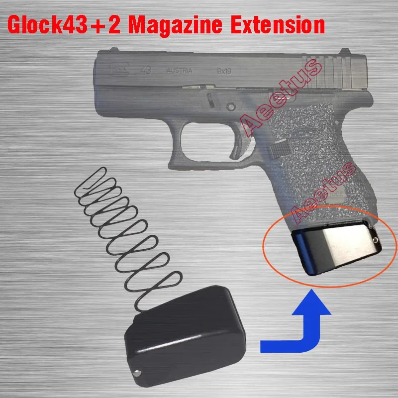 

New CNC Machined Magazines Base Pad for Glock 43+2 Magazine Extension Glock 43 Plus 2 Free Shipping