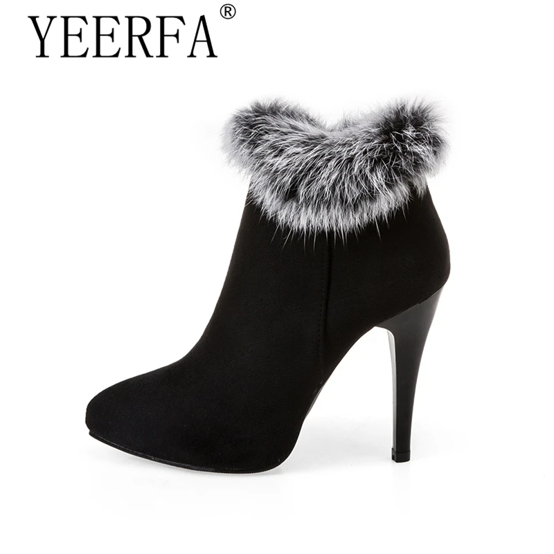 

Sexy Women Boots Winter High Heels Ankle Boots Shoes Women Fall Ladies Short Boots Snow Fur Zip White Red Big Size 11 45
