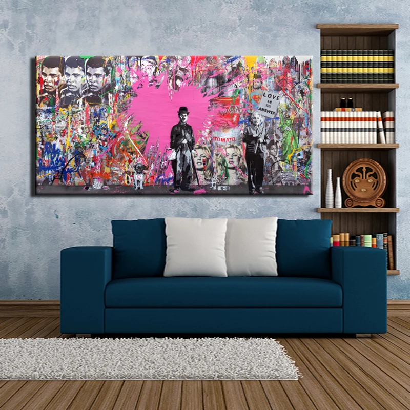

Famous Charlie Chaplin Painter Wall Art Painting Print Poster Canvas Graffiti Art Wall Picture for Living Room Home Decor