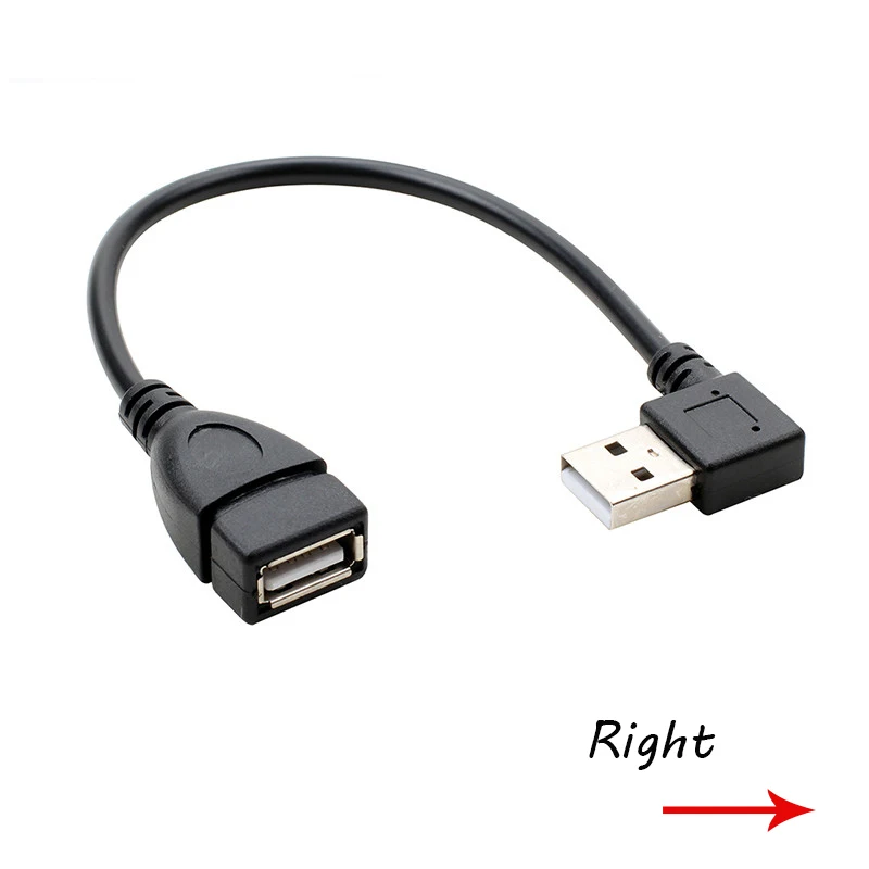 Черный 20 см AM/AF под углом 90 градусов USB 2 0 Тип A мужчин и женщин удлинитель кабеля
