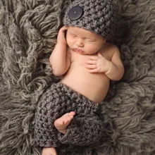 ; детская фотография; реквизит; шапочки для новорожденных; шляпа и брюки; вязаный детский комплект; 0-3 месяца