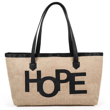 

Waterproof Bohemia Handbag female Summer Beach Hope Bag Linen women Large Capacity girl Totes Leather Women Shoulder Ba