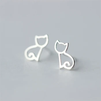 

New !!! Real Pure Silver Color Cat Earrings Jewelry For Women Fashion Jewelry
