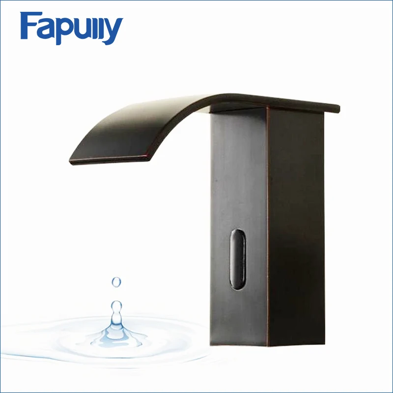 

Fapully Bathroom Waterfall Faucet Deck Mounted Hands Touch Automatic Sensor Faucet Waterfall Sink Tap