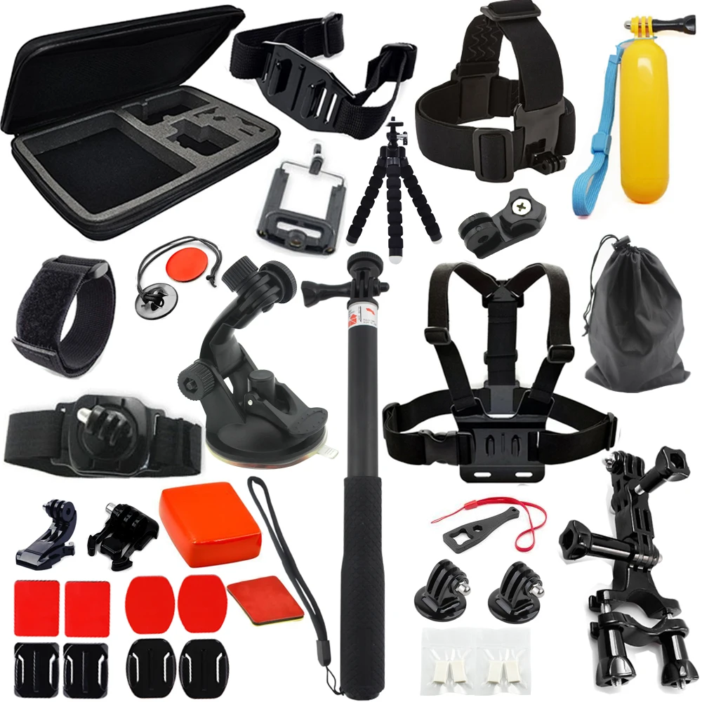 

37in one Gopro Accessories Set Helmet Harness Chest Belt Head Mount Strap Monopod Go pro hero 5 4 3+3 xiaomi yi go pro kit mount