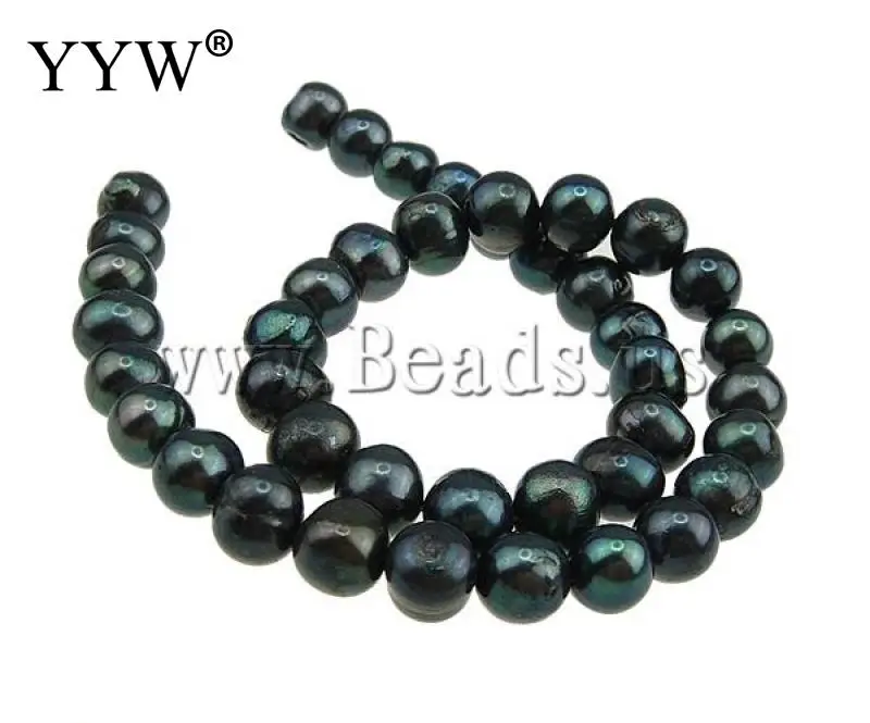 

Free Shipping A 9-10mm Hole:Approx 0.8mm Length:14Inch 36PC/Strand natural black Round Cultured Freshwater Pearl Beads Fashion