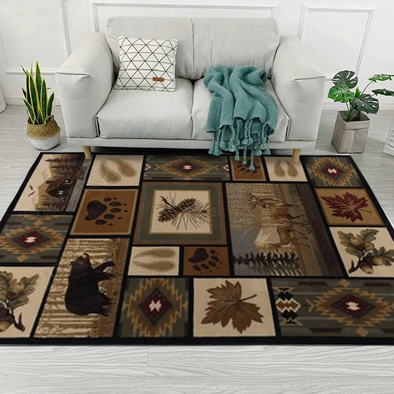 

Vintage Leaf Carpets For Living Room Home Nordic Flower Print Mat Bedroom Bedside Blanket Area Rug Soft Study Room teppich Floor