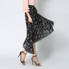 Элегантная темпераментная летняя длинная юбка модная женская необычная легкий цветочный Рисунок Шифоновая Юбка Saia Женская юбка Etek Faldas