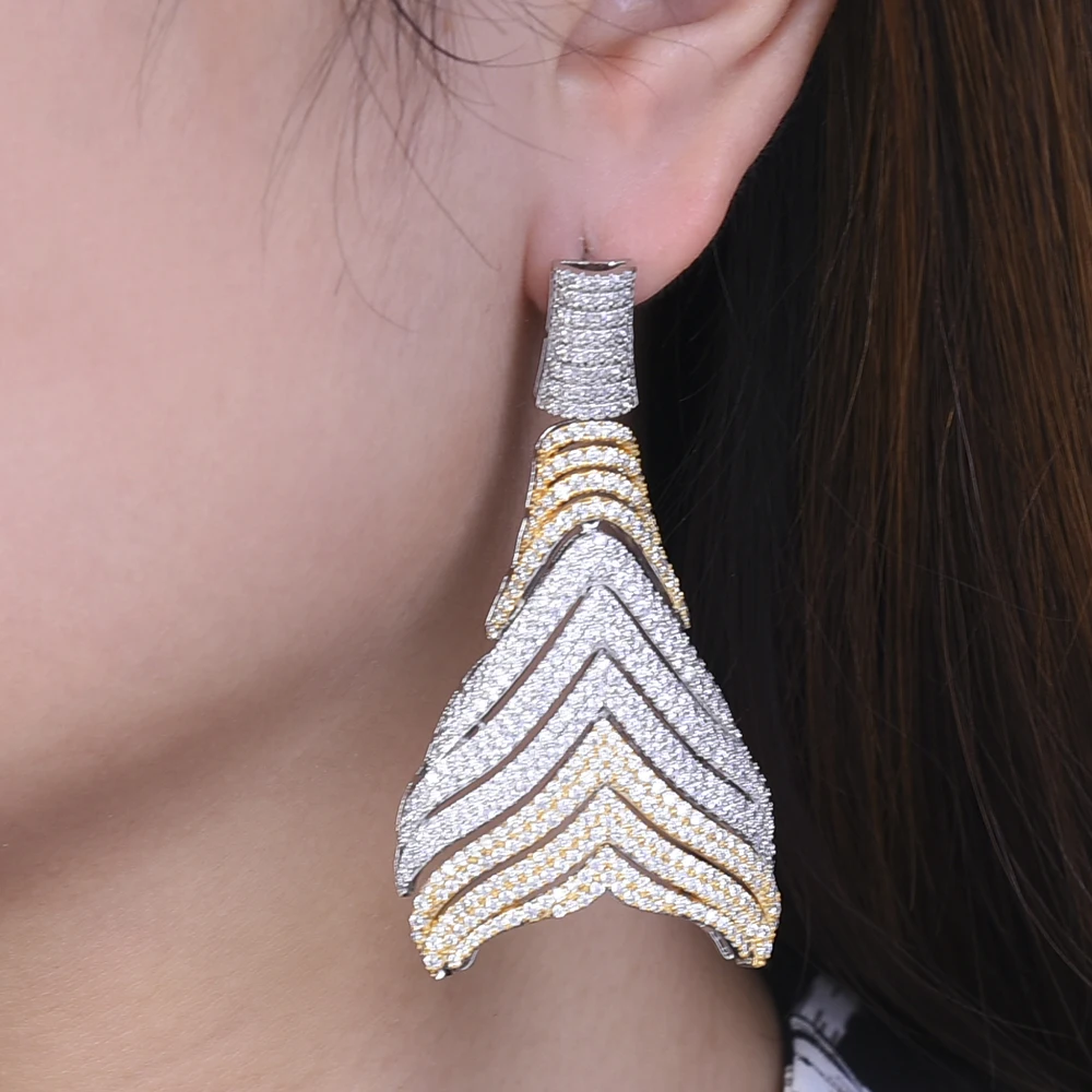 

missvikki Fine Jewelry Drop Earrings Retro Vintage Alloy Hollow Women New Design Shiny Cubic Zirconia Sterling Silver Jewelry