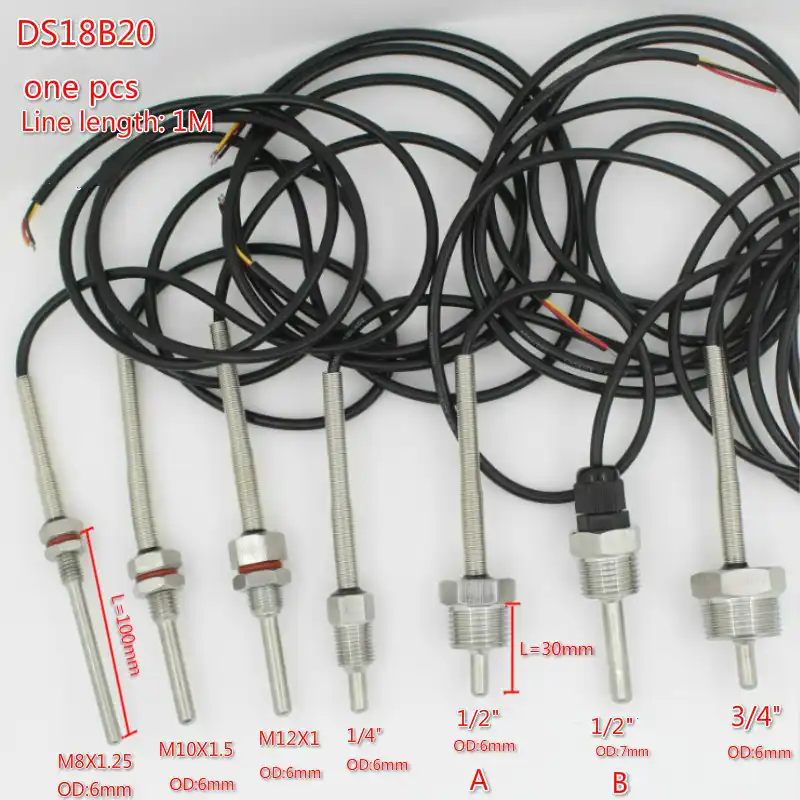 M10 Thread Installation Digital Temperature Sensor , DS18B20 Sensor 304