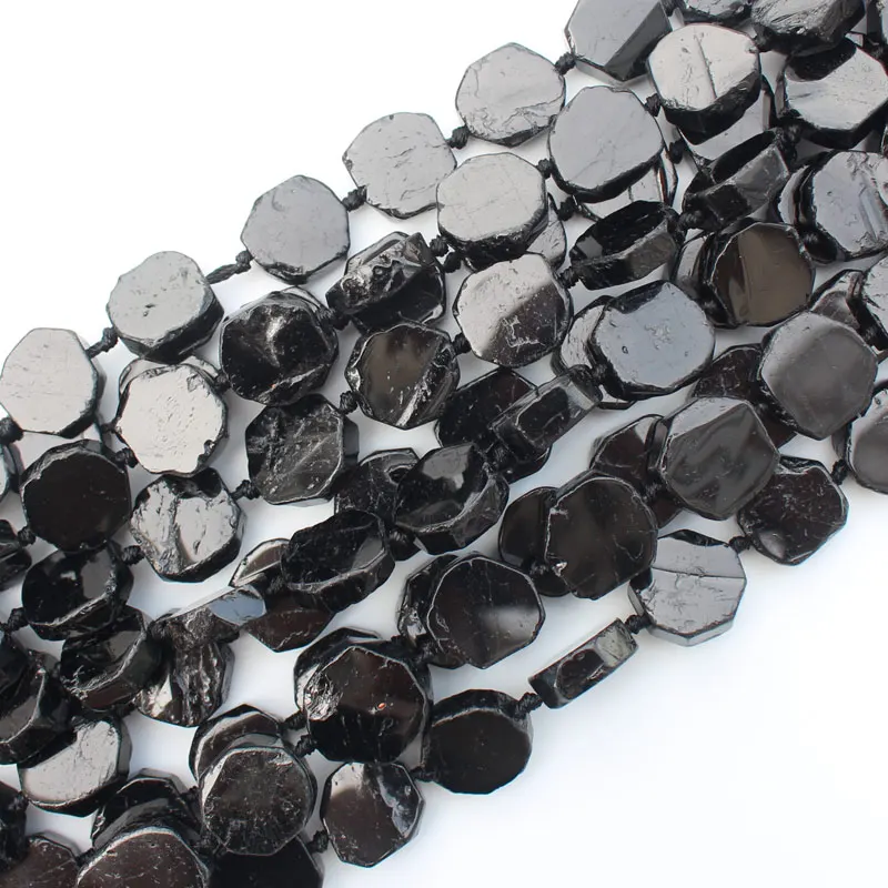 

Natural Flat Black Tourmaline Stone 6x16mm Irregular beads 16"/40cm per strand