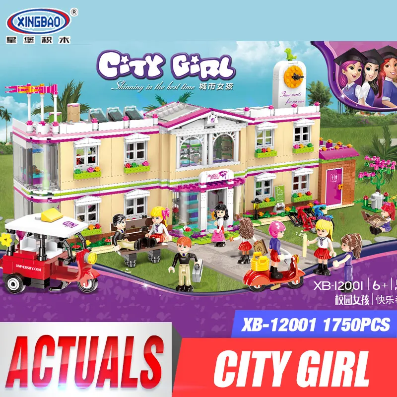 

XINGBAO 12001 New 1750Pcs City Girl Series The Happy Teaching Building Set Building Blocks Bricks Funny Toys For Kids As Gifts
