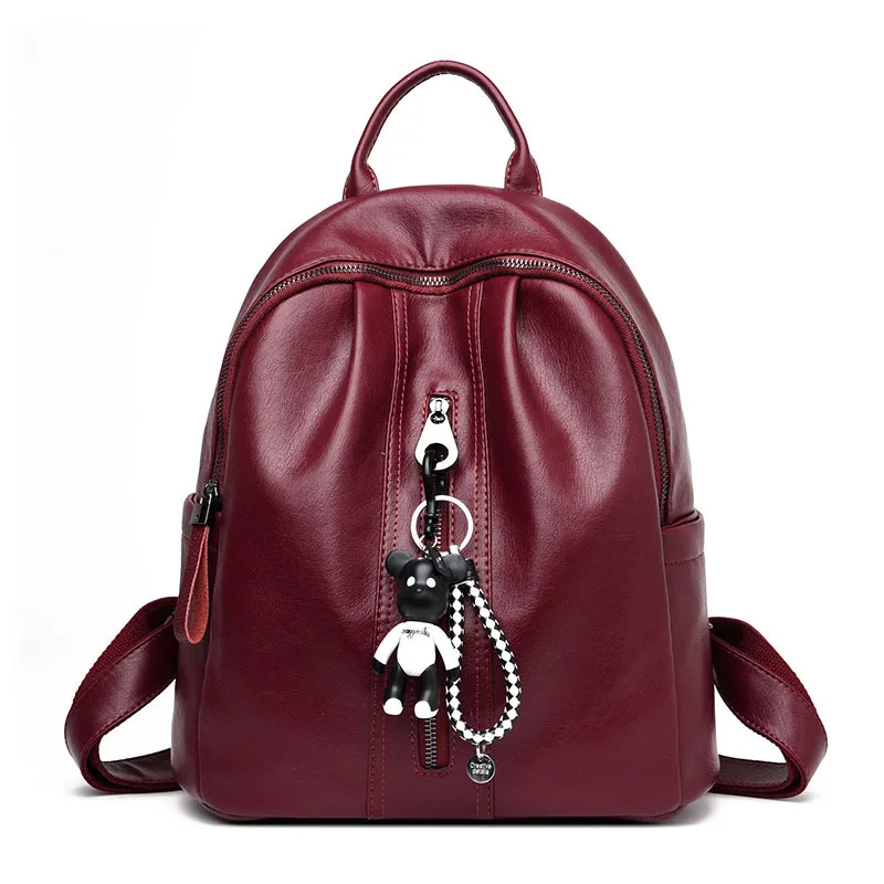 

Kajie Genuine Leather Women Backpacks Solid Vintage School Bags For Girls Black Sheepskin Leather Lady Backpack Schoolbag