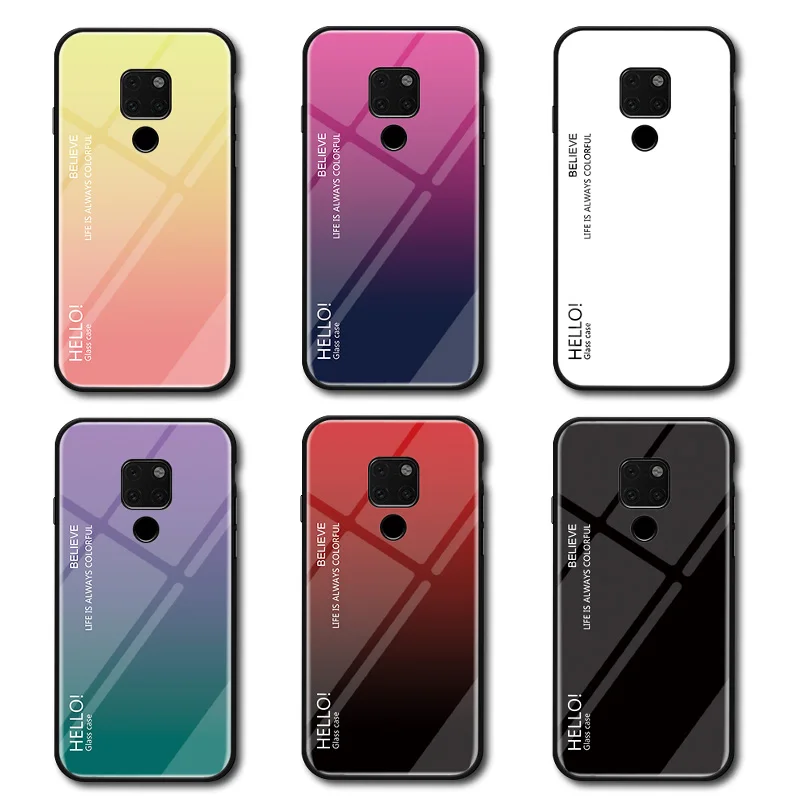 Градиентный чехол из закаленного стекла 9 H мягкая рамка для Huawei Mate 20 Honor 8X Play Pro Note
