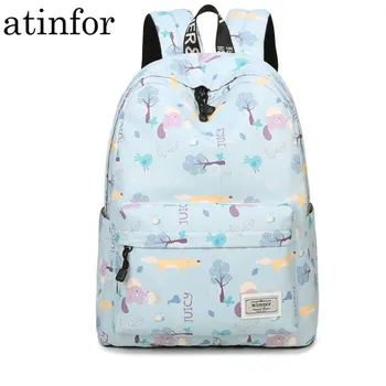 

Fresh Lady Animal Tree Printing Waterproof Polyester Women Bag Casual School Backpacks for Teenage Teens Girls