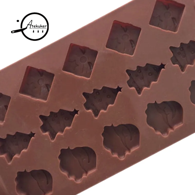 Atekuker рождественские силиконовые формы для шоколада DIY Форма для конфет формы для конфет лоток для льда инструменты для украшения торта