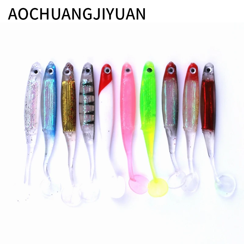  10pcs Pesca Artificial Fishing Lure 52g/lot Soft Lure Japan Shad Worm Swim bait Jig Head Fly Fishin