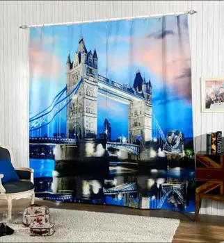 

Modern Style London Bridge 3D Blackout Window Curtains For Living room Bedding room Hotel/Office Drapes Cortinas