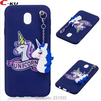 

C-ku Unicorn Soft TPU Case For Samsung Galaxy S7 EDGE S8 PLUS NOTE8 J3 J5 J7 2017 J530 A3 A5 3D Cartoon Chain Pendant Skin 50pcs