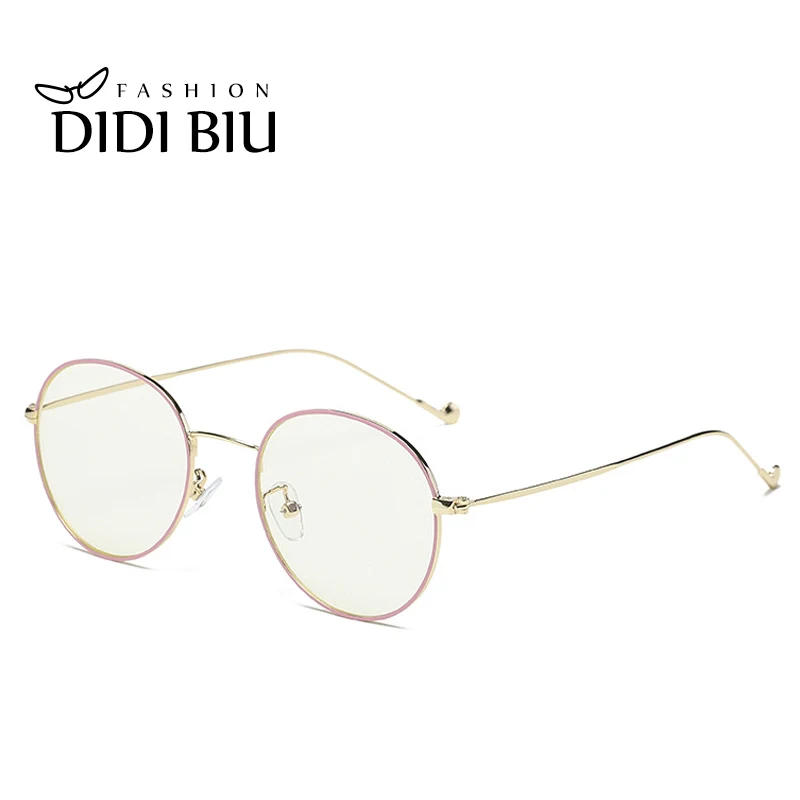 

DIDI Anti Blue Ray Computer Glasses Small Round Glasses Frame Rose Gold Retro Metal Eyeglasses Clear Goggles Brand Lunette W790