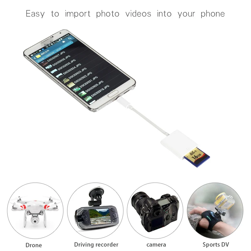 Micro USB to SD Card Camera Reader Adapter Cable OTG Card Reader For Macbook Samsung Huawei Xiaomi Android Mobile Phones Tablets