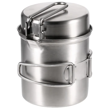 

Portable Camping Stove Cooking Pot Outdoor Backpack Fishing Hiking Stainless Steel Pot