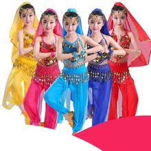 2018 New Girls Belly Dance Costumes Kids Indian Dress For Kids Ethnic Dance Tribal Dance Wear Indian Costumes Children DN1111