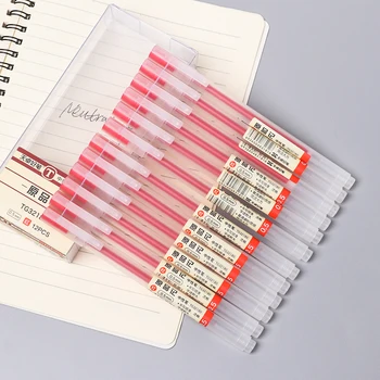 

12PCs/Set Frosted Rod Transparent Gel Pens 0.5mm Black Blue Red Ink Smooth Maker Pen School Office Writing Supplies