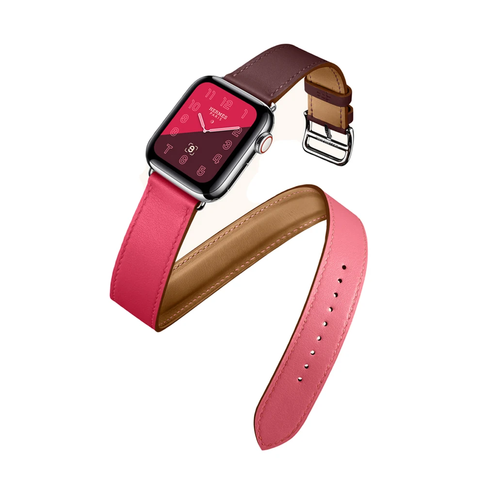 Ремешок из натуральной кожи для apple watch 6 band 44 мм 32 двойной туристический браслет