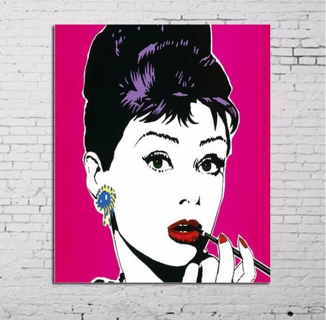 Audrey Hepburn And Marilyn Monroe Pop Art Style Oil Painting On Canvas Hand Painted Wall Art Decor Oil Painting Painting Stylespaintings On Canvas Aliexpress