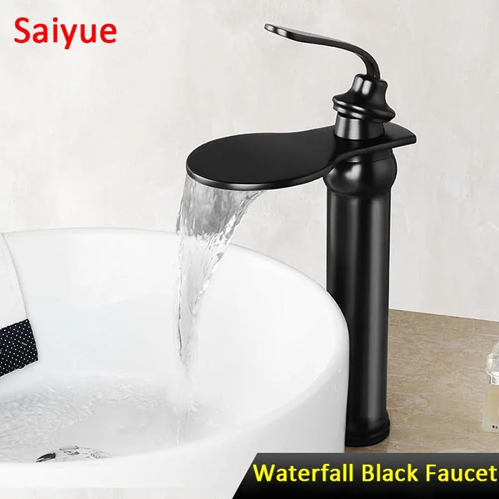 

New Excellent Quality Solid brass Bathroom Basin Mixer Waterfall Faucet Sink Vessel Oil rubbed bronze Polished Finish water tap