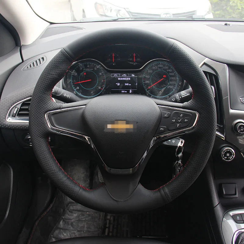 Новинка Противоскользящий черный кожаный чехол на руль для Chevrolet Cruze 2015|steering wheel