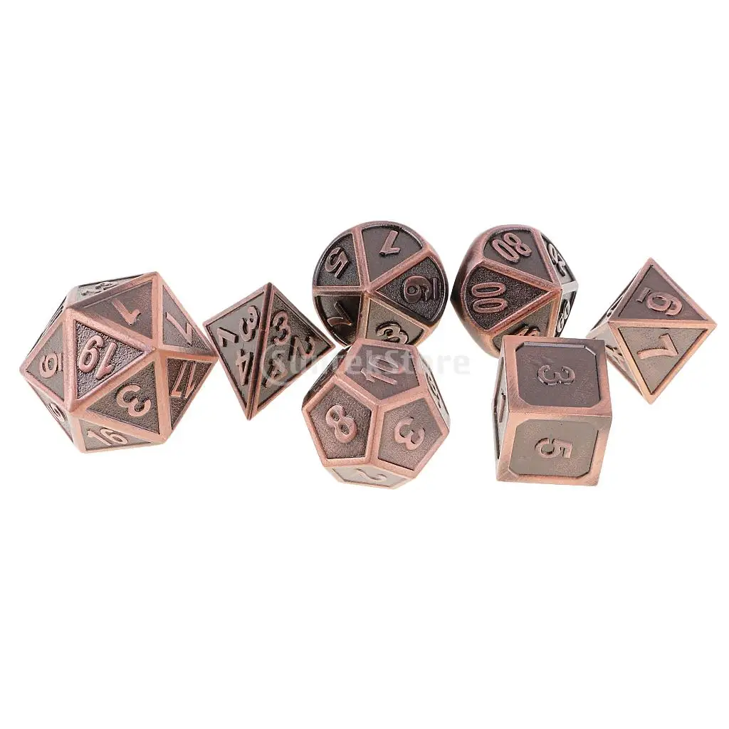 7 pieces Metal Polyhedral Dice for Dungeons & Dragons Dice Table Games RPG MTG+Dice Cup #4
