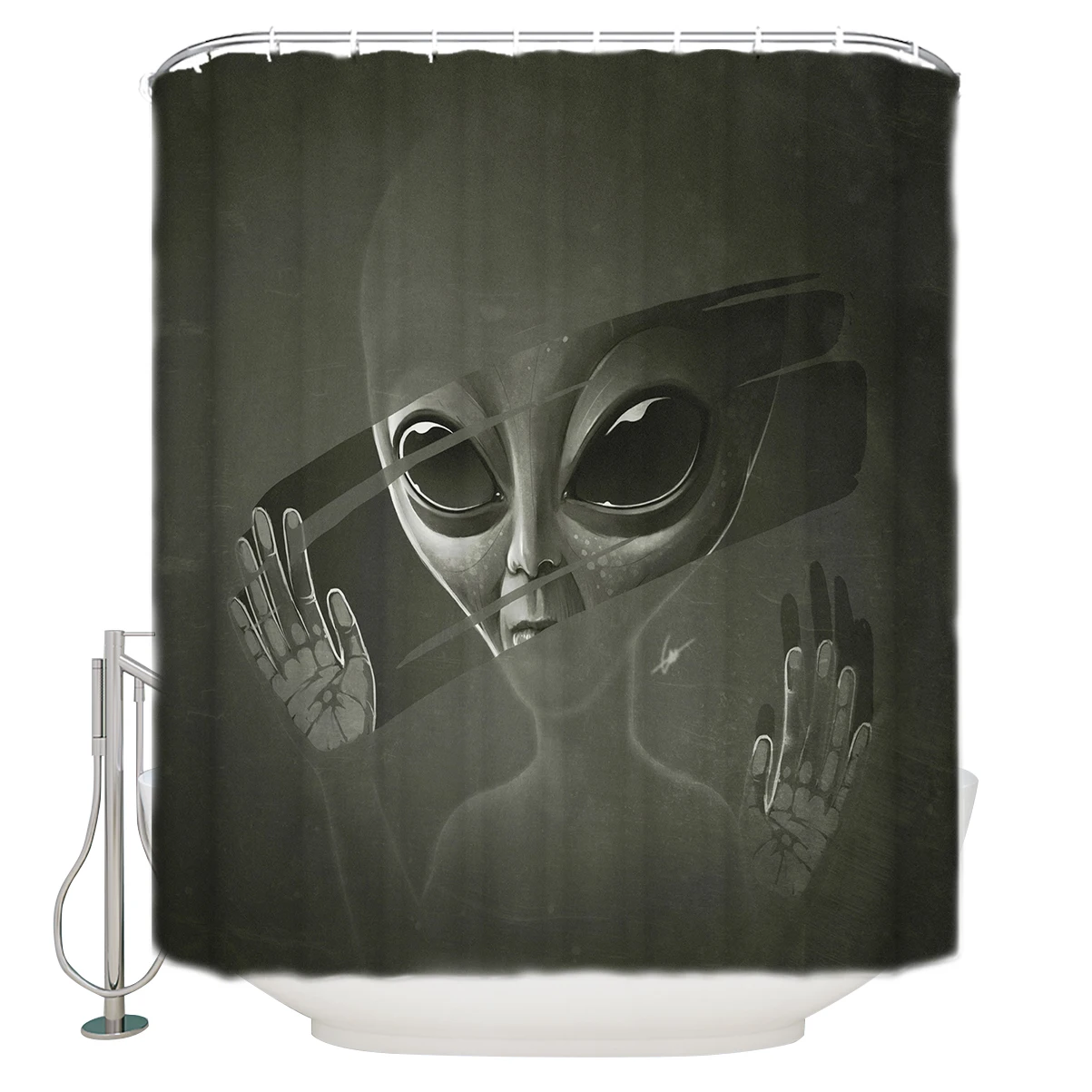

Alien Extra Long Fabric Bath Shower Curtains Bathroom Decor Sets with Hooks Polyester Home Decoration