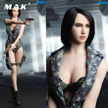 

SET011 1/6 Collectible Fighting Girls Head Clothes Cosplay Costume Double Pistol Guns Accessories Model for 12'' Action Figure