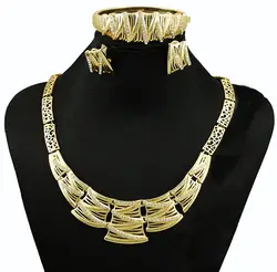 Новый дизайн большой золотой Fine Jewelry в африканском стиле большие наборы ювелирных свадебный Ювелирные наборы женщины ожерелье в