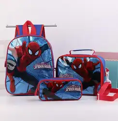 Человек-паук для мальчиков «Человек-паук» рюкзак мешок школы с обедом Пенал Комплект 3 для детей для детского сада, дошкольные школьные