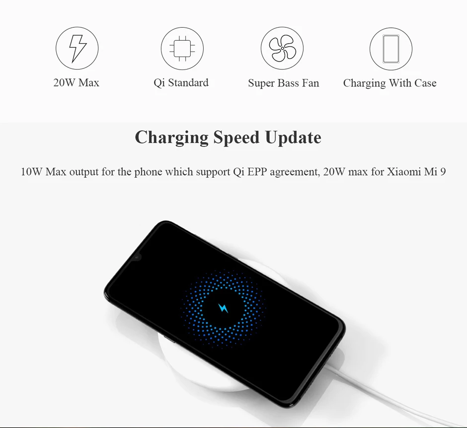 20 Вт Xiao mi Беспроводное зарядное устройство Max Qi Smart Quick Charge type-C быстрое зарядное устройство для смартфона Xiaomi mi 9 mi 9 mi X 3