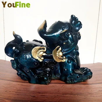 

Collection Chinese brass carving mythical animal Pixiu office opened a new shop opening craft business gifts