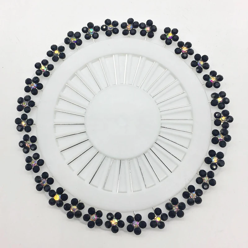 New Hijab Pins Up 30PCS Flower Crystal Arabic Muslim Hijab Brooches Pin