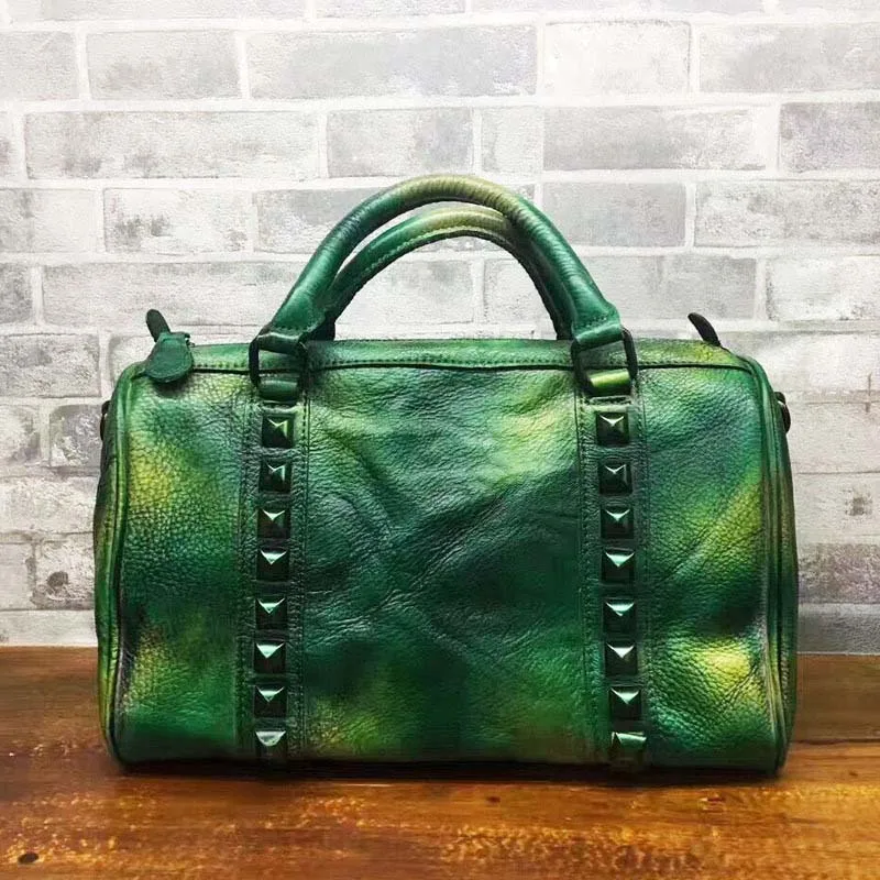 

AETOO2018 new original leather handmade retro handbag oblique cross head layer leather color old handbag