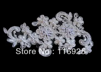 

Ivory Beaded Embroidery Lace Applique, Beading Applique Lace ,10 pcs /lot