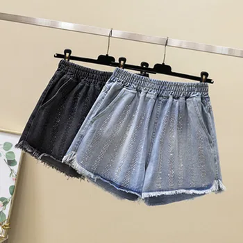 

New Arrival Casual Summer Hot Sale Denim Women Shorts High Waist Fur-lined Plus Size 5XL Shorts Jeans A307